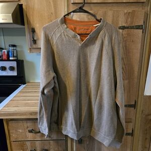 Tommy Bahama Men's Crewneck Sweater in Taupe with Orange Accents